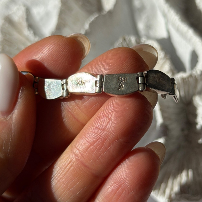 Vintage 950 Sterling Silver Black Onyx Bracelet