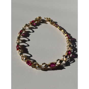 925 Sterling Silver Gold Plated Pink Topaz Bracelet