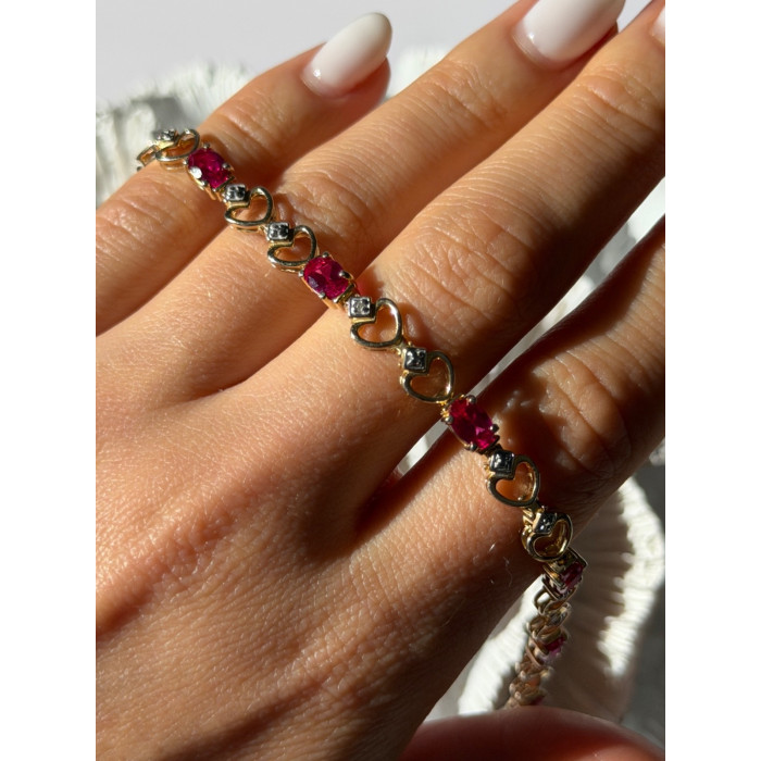 925 Sterling Silver Gold Plated Pink Topaz Bracelet