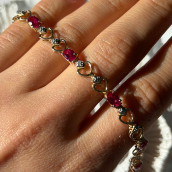 925 Sterling Silver Gold Plated Pink Topaz Bracelet