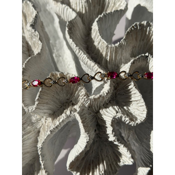 925 Sterling Silver Gold Plated Pink Topaz Bracelet