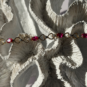 925 Sterling Silver Gold Plated Pink Topaz Bracelet