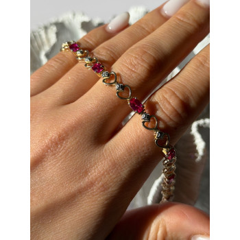 925 Sterling Silver Gold Plated Pink Topaz Bracelet