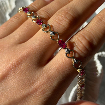 925 Sterling Silver Gold Plated Pink Topaz Bracelet