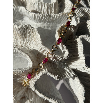 925 Sterling Silver Gold Plated Pink Topaz Bracelet