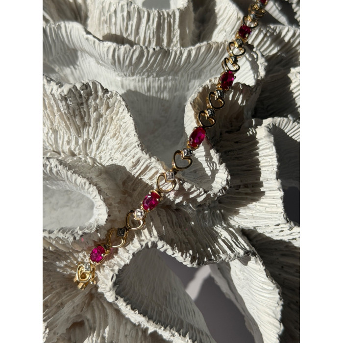 925 Sterling Silver Gold Plated Pink Topaz Bracelet