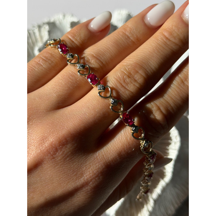 925 Sterling Silver Gold Plated Pink Topaz Bracelet