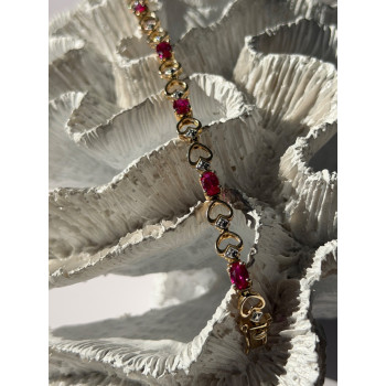925 Sterling Silver Gold Plated Pink Topaz Bracelet