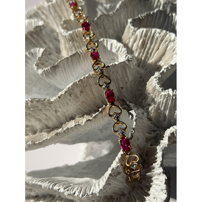 925 Sterling Silver Gold Plated Pink Topaz Bracelet