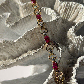 925 Sterling Silver Gold Plated Pink Topaz Bracelet