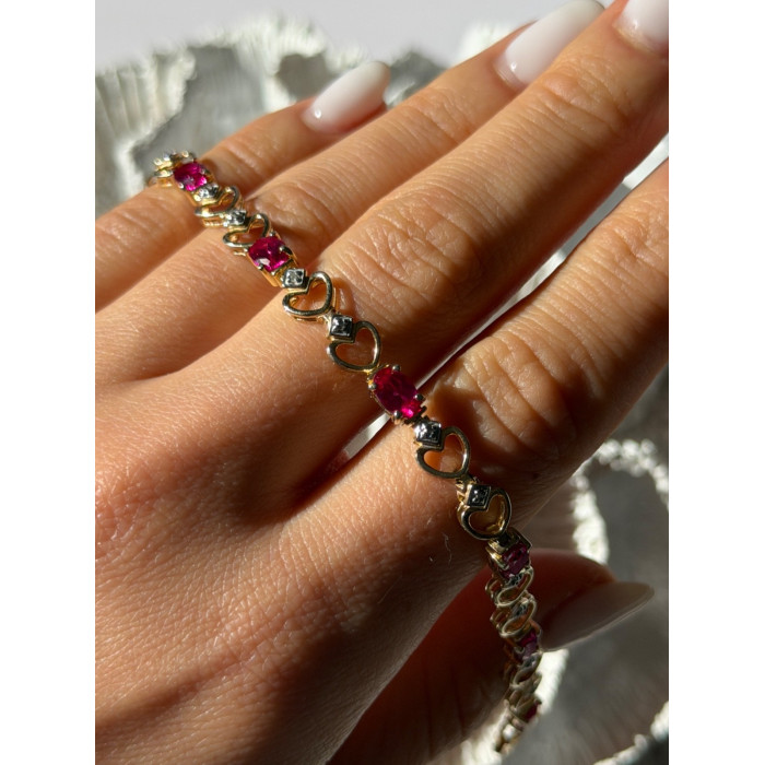 925 Sterling Silver Gold Plated Pink Topaz Bracelet
