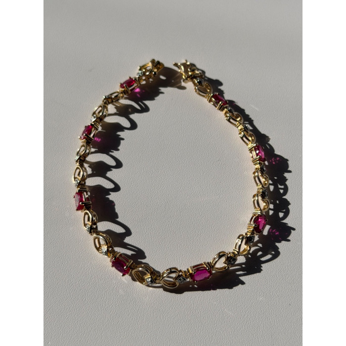 925 Sterling Silver Gold Plated Pink Topaz Bracelet