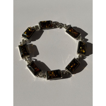 925 Sterling Silver Amber Bracelet Size 7
