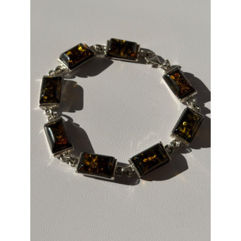 925 Sterling Silver Amber Bracelet Size 7
