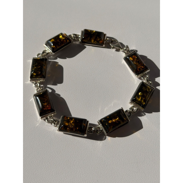 925 Sterling Silver Amber Bracelet Size 7