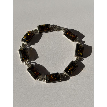 925 Sterling Silver Amber Bracelet Size 7