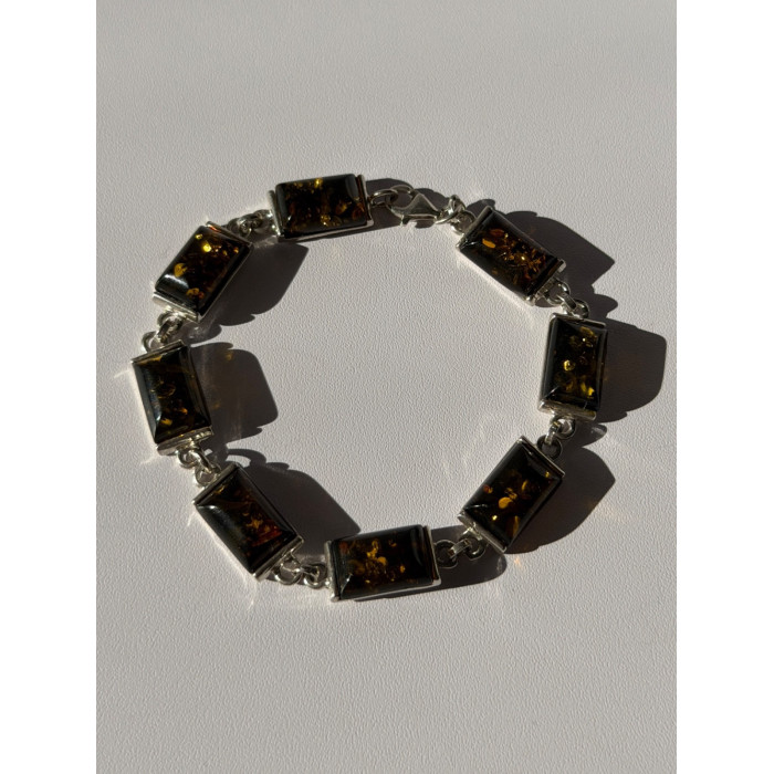 925 Sterling Silver Amber Bracelet Size 7