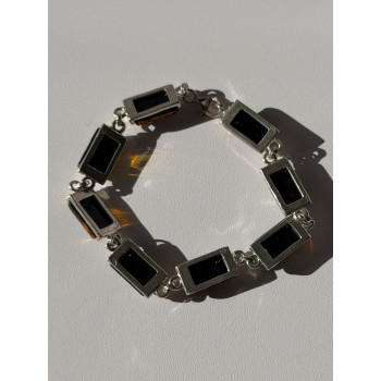 925 Sterling Silver Amber Bracelet Size 7