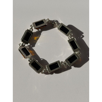 925 Sterling Silver Amber Bracelet Size 7