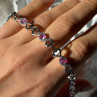 925 Sterling Silver Pink & White Spinel Heart Bracelet