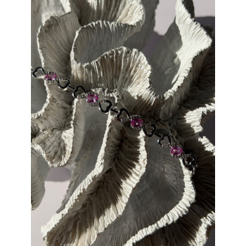 925 Sterling Silver Pink & White Spinel Heart Bracelet