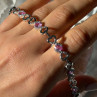 925 Sterling Silver Pink & White Spinel Heart Bracelet