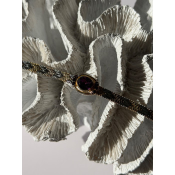 Italy 925 Sterling Silver Gold Plated Amethyst Bracelet