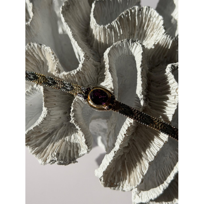 Italy 925 Sterling Silver Gold Plated Amethyst Bracelet