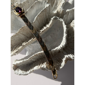 Italy 925 Sterling Silver Gold Plated Amethyst Bracelet