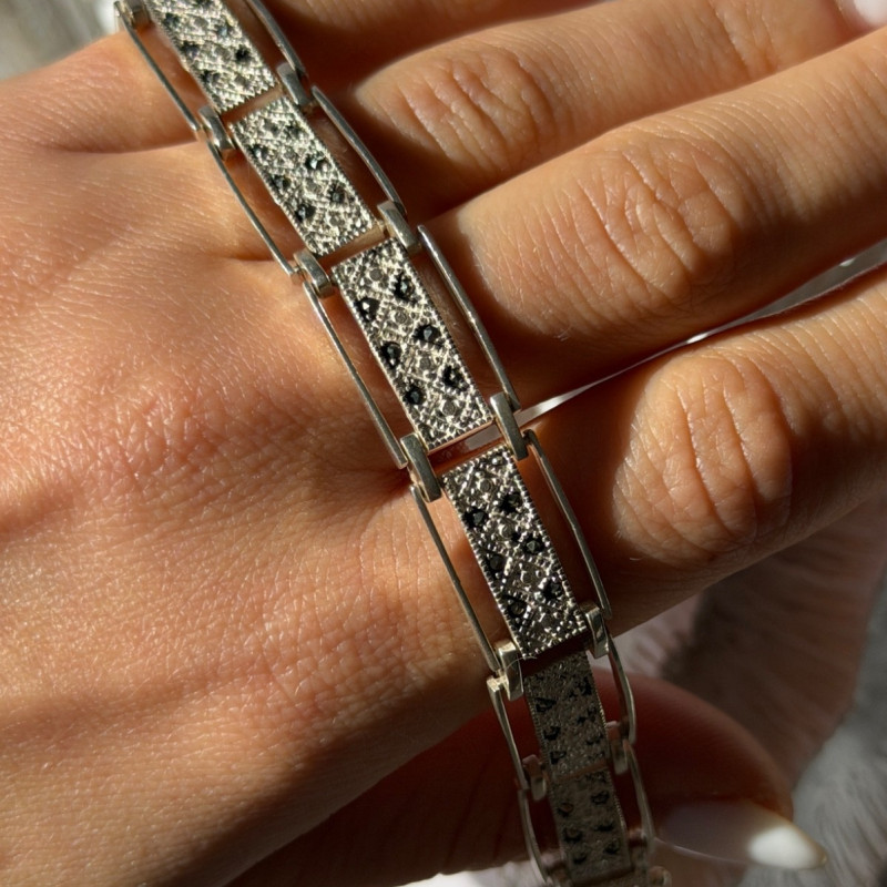 Vintage 925 Sterling Silver Marcasite Bracelet