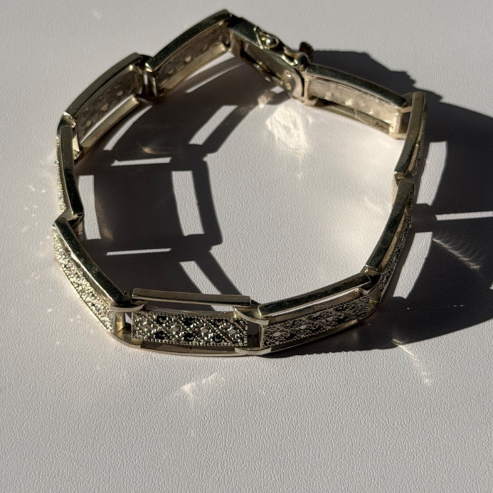 Vintage 925 Sterling Silver Marcasite Bracelet