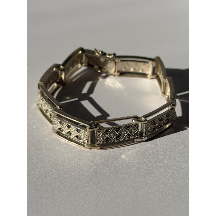 Vintage 925 Sterling Silver Marcasite Bracelet