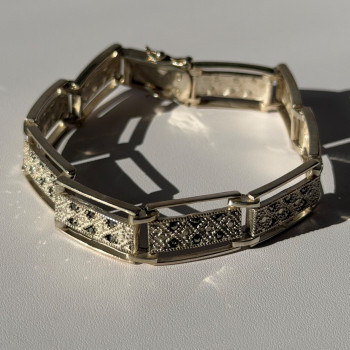 Vintage 925 Sterling Silver Marcasite Bracelet