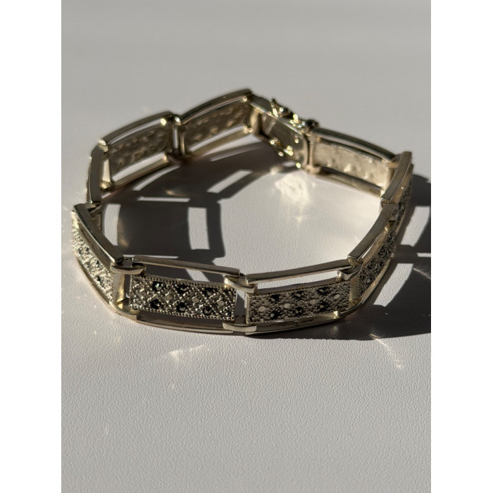 Vintage 925 Sterling Silver Marcasite Bracelet