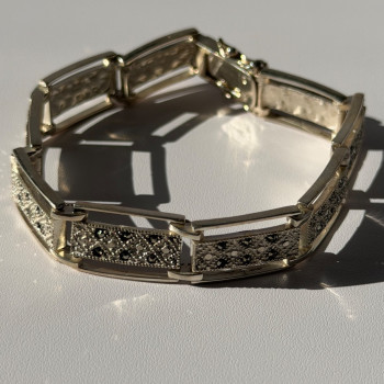Vintage 925 Sterling Silver Marcasite Bracelet