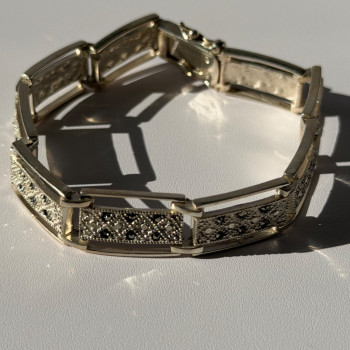Vintage 925 Sterling Silver Marcasite Bracelet