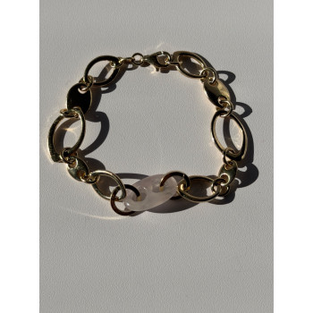 Italy 925 Sterling Silver Gold Plated Rose Quartz Bracelet
