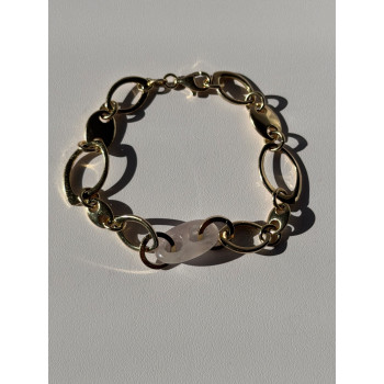 Italy 925 Sterling Silver Gold Plated Rose Quartz Bracelet