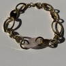Italy 925 Sterling Silver Gold Plated Rose Quartz Bracelet