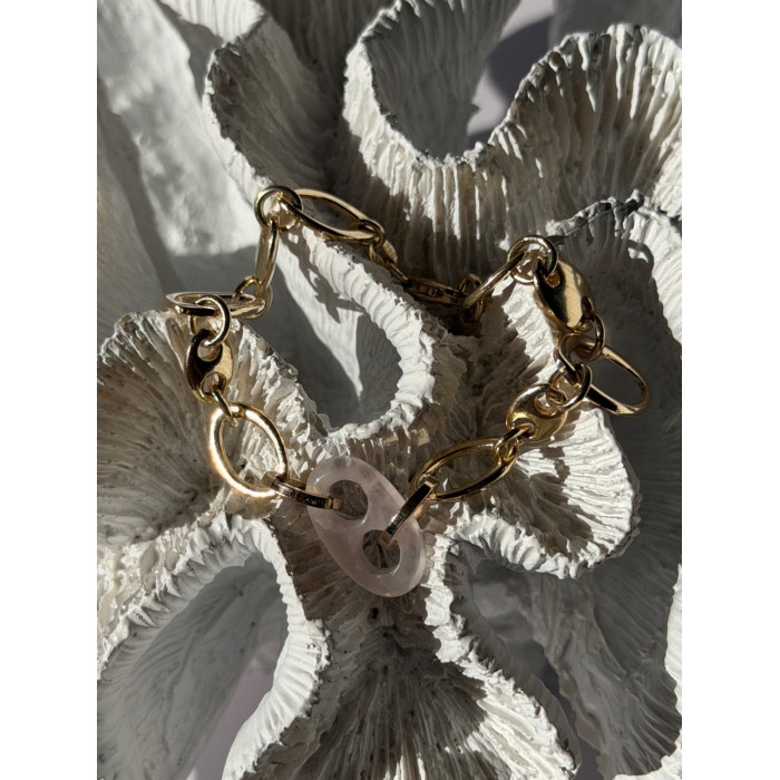 Italy 925 Sterling Silver Gold Plated Rose Quartz Bracelet