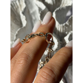 Italy 925 Sterling Silver Gold Plated Rose Quartz Bracelet