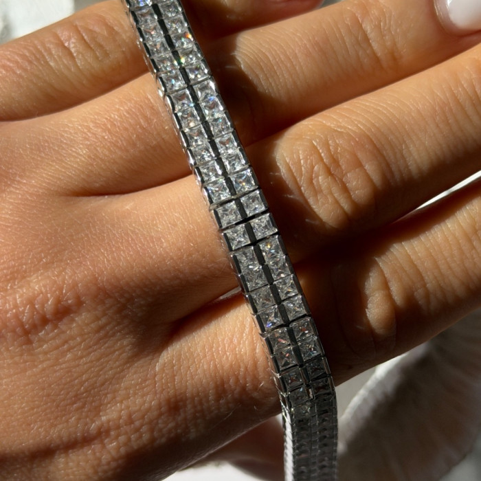 Shiny 925 Sterling Silver Cz Bracelet
