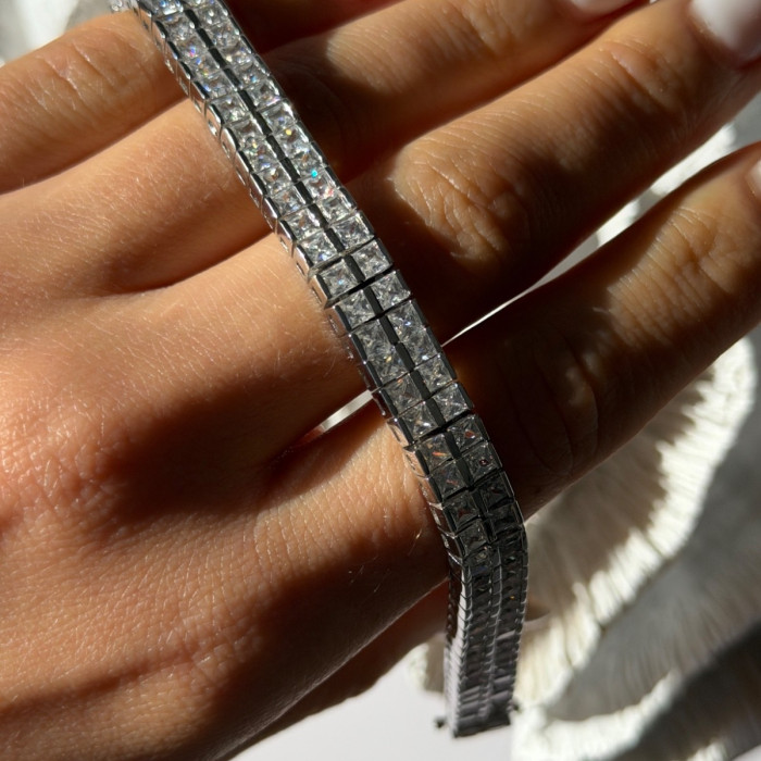 Shiny 925 Sterling Silver Cz Bracelet