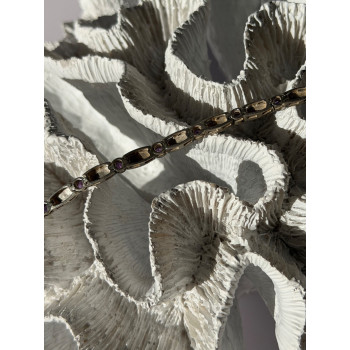 Vintage 925 Sterling Silver Amethyst & Marcasite Bracelet