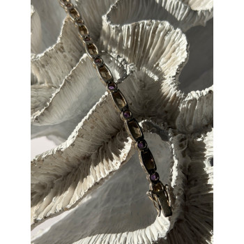 Vintage 925 Sterling Silver Amethyst & Marcasite Bracelet