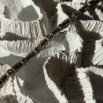 Vintage 925 Sterling Silver Amethyst & Marcasite Bracelet