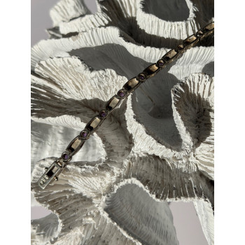 Vintage 925 Sterling Silver Amethyst & Marcasite Bracelet