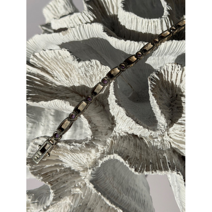 Vintage 925 Sterling Silver Amethyst & Marcasite Bracelet