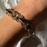 Vintage 925 Sterling Silver Onyx & Marcasite Bracelet