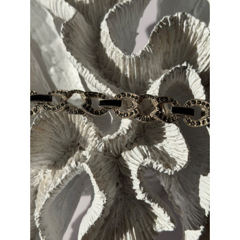 Vintage 925 Sterling Silver Onyx & Marcasite Bracelet